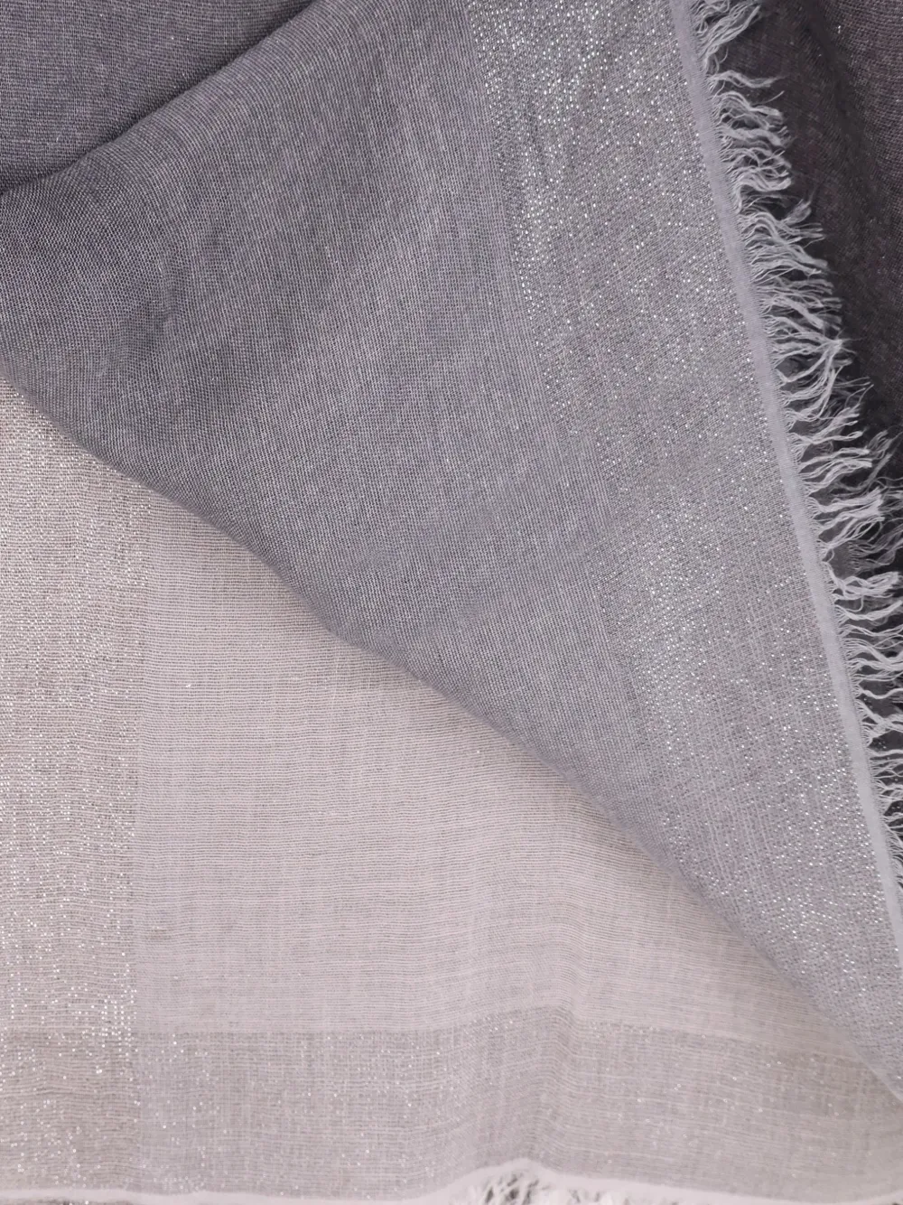 Faliero Sarti glitter-effect fringed scarf Grijs