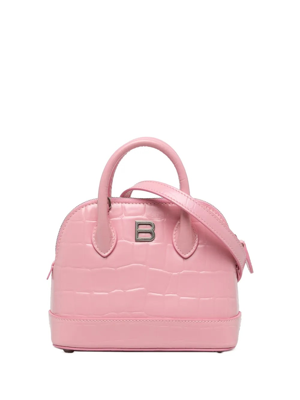 Balenciaga Pre-Owned 2021 Croc Embossed Calfskin Ville Top Handle Bag XXS satchel - Rosa