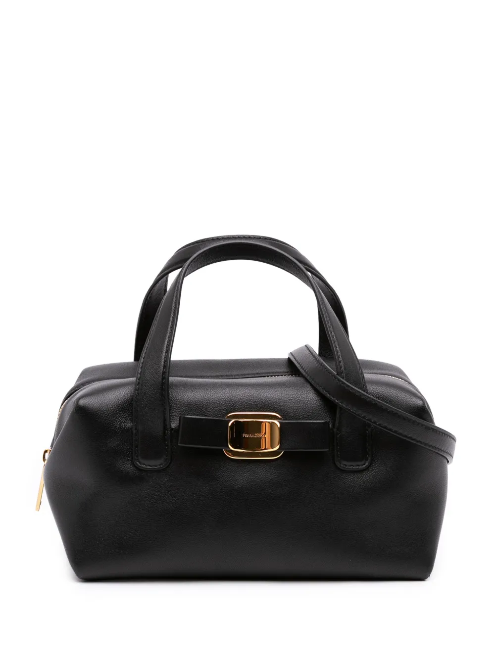 Ferragamo Pre-Owned 2000-2026 Leather Vara Plate Convertible Bowling Bag satchel - Nero