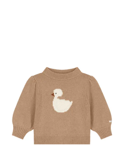 Donsje Denna duck-intarsia knit sweater