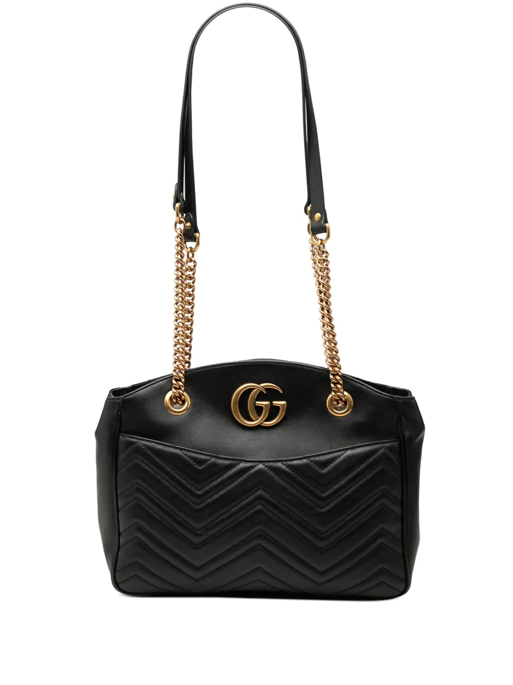 Gucci Pre-Owned 2016-2026 Medium GG Marmont Matelasse Calfskin Chain shoulder bag - Schwarz