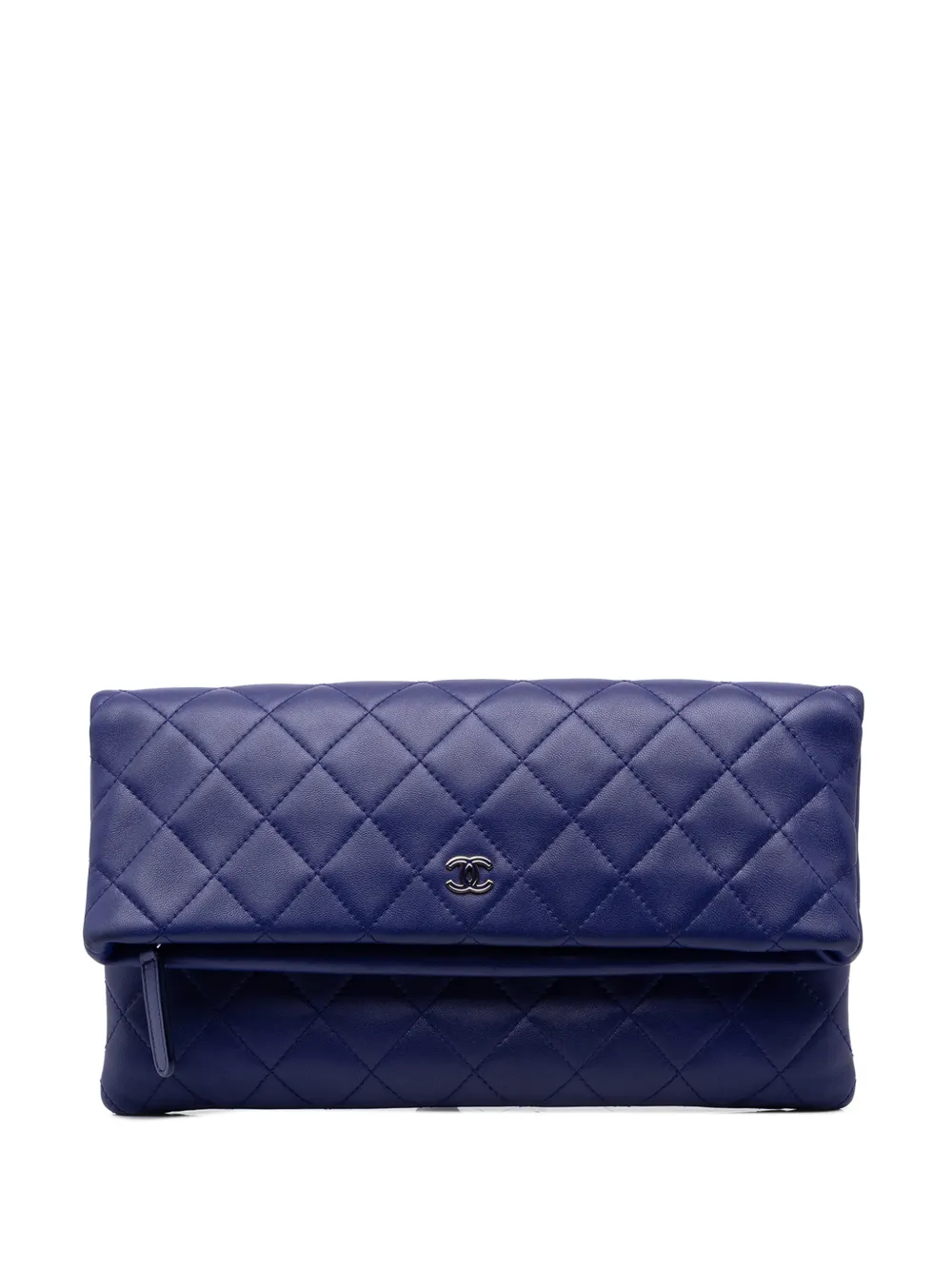 CHANEL Pre-Owned 2015-2016 CC Quilted Lambskin Foldover clutch bag - Blue