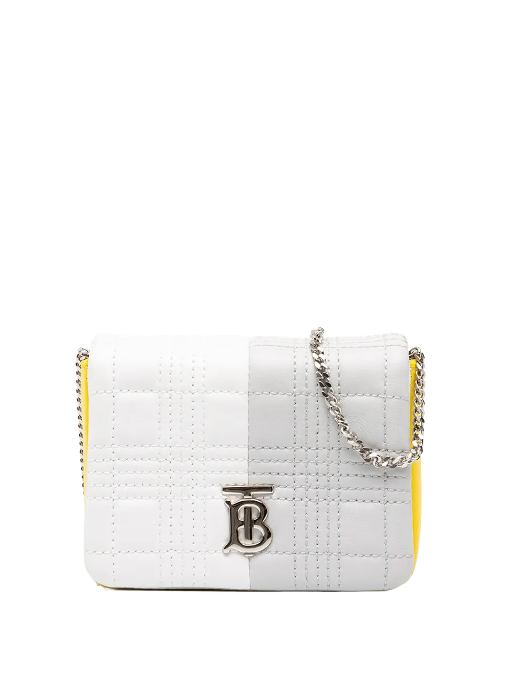 Burberry Pre-Owned 2018-2023 Mini Micro Quilted Lambskin Colorblock Lola crossbody bag - White