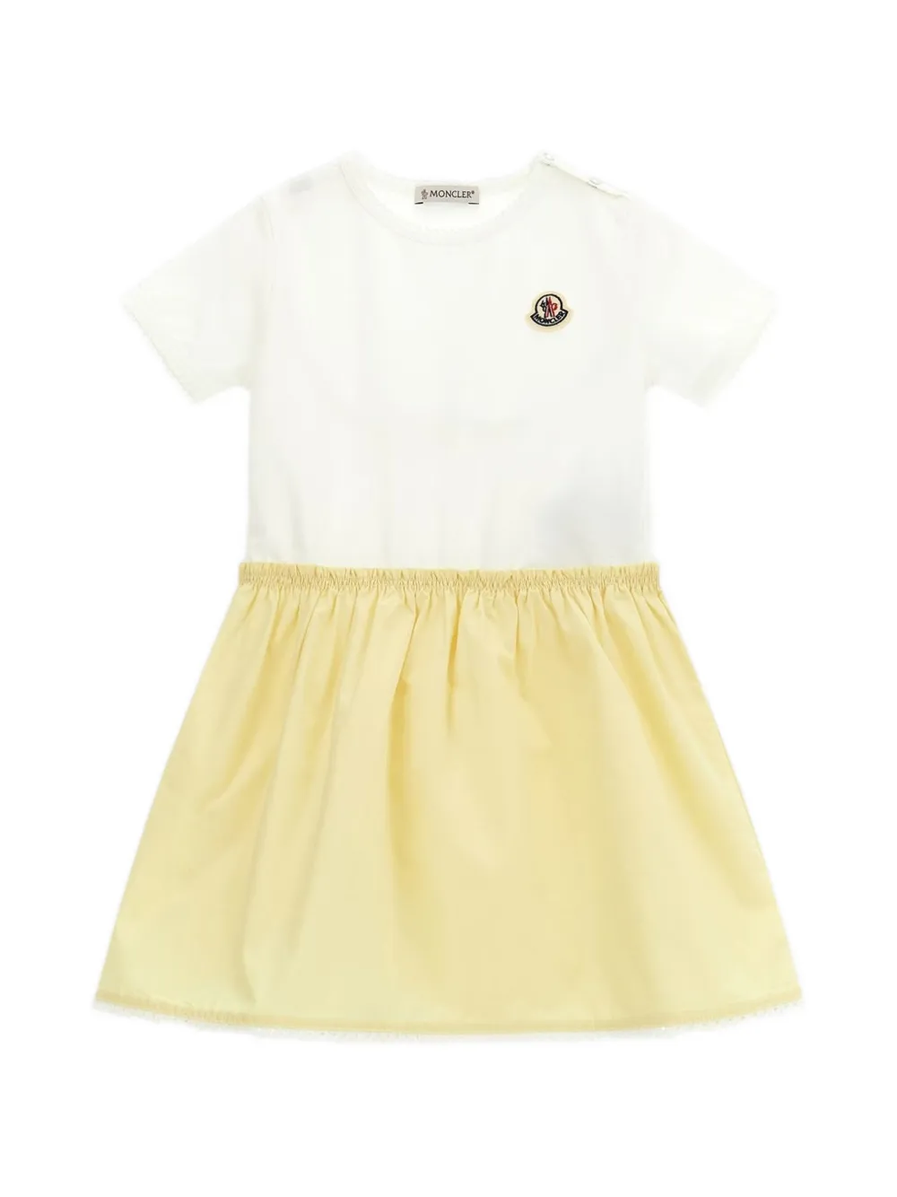 Moncler Enfant logo-patch ruffled dress Wit