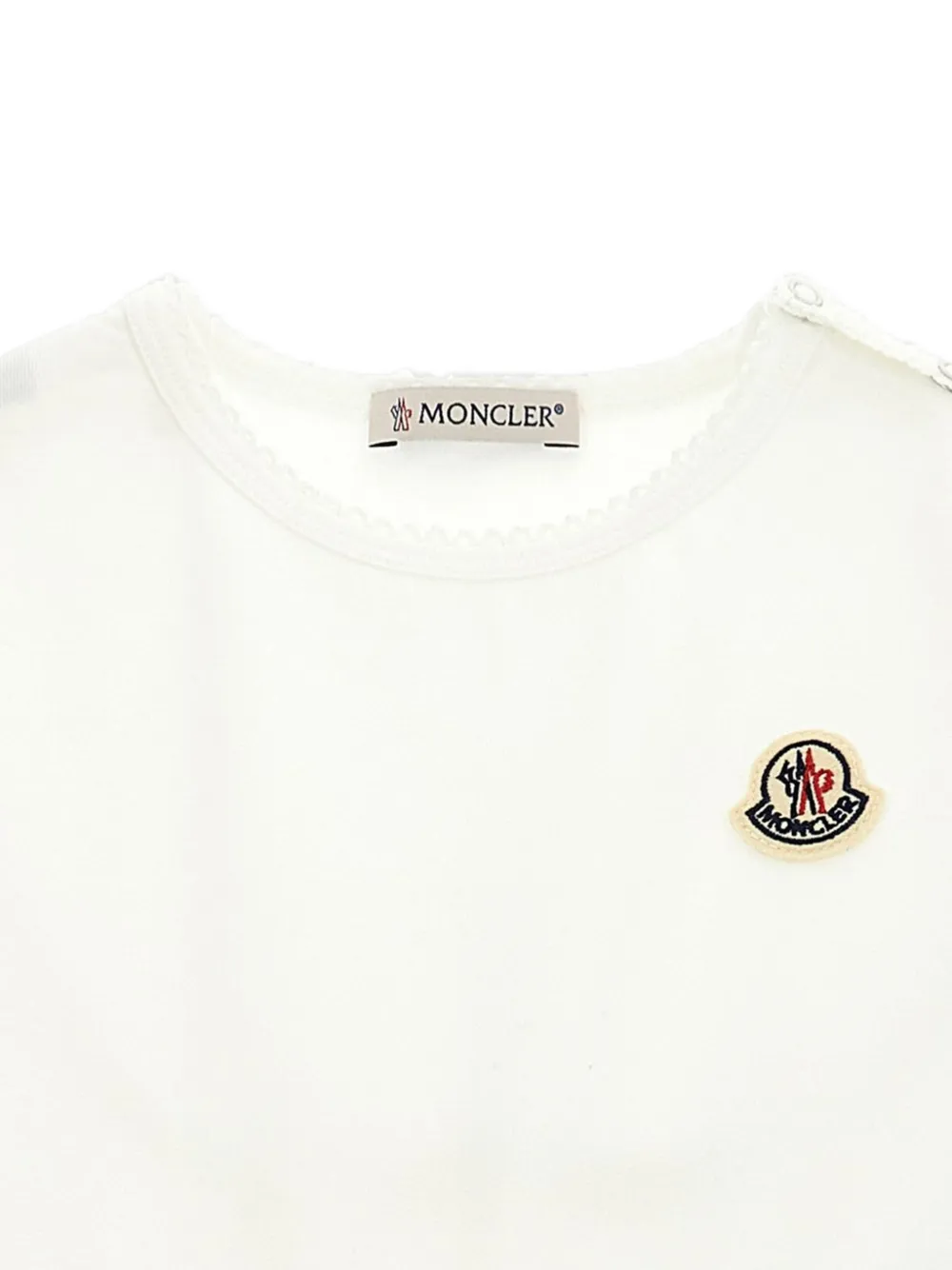Moncler Enfant logo-patch ruffled dress Wit