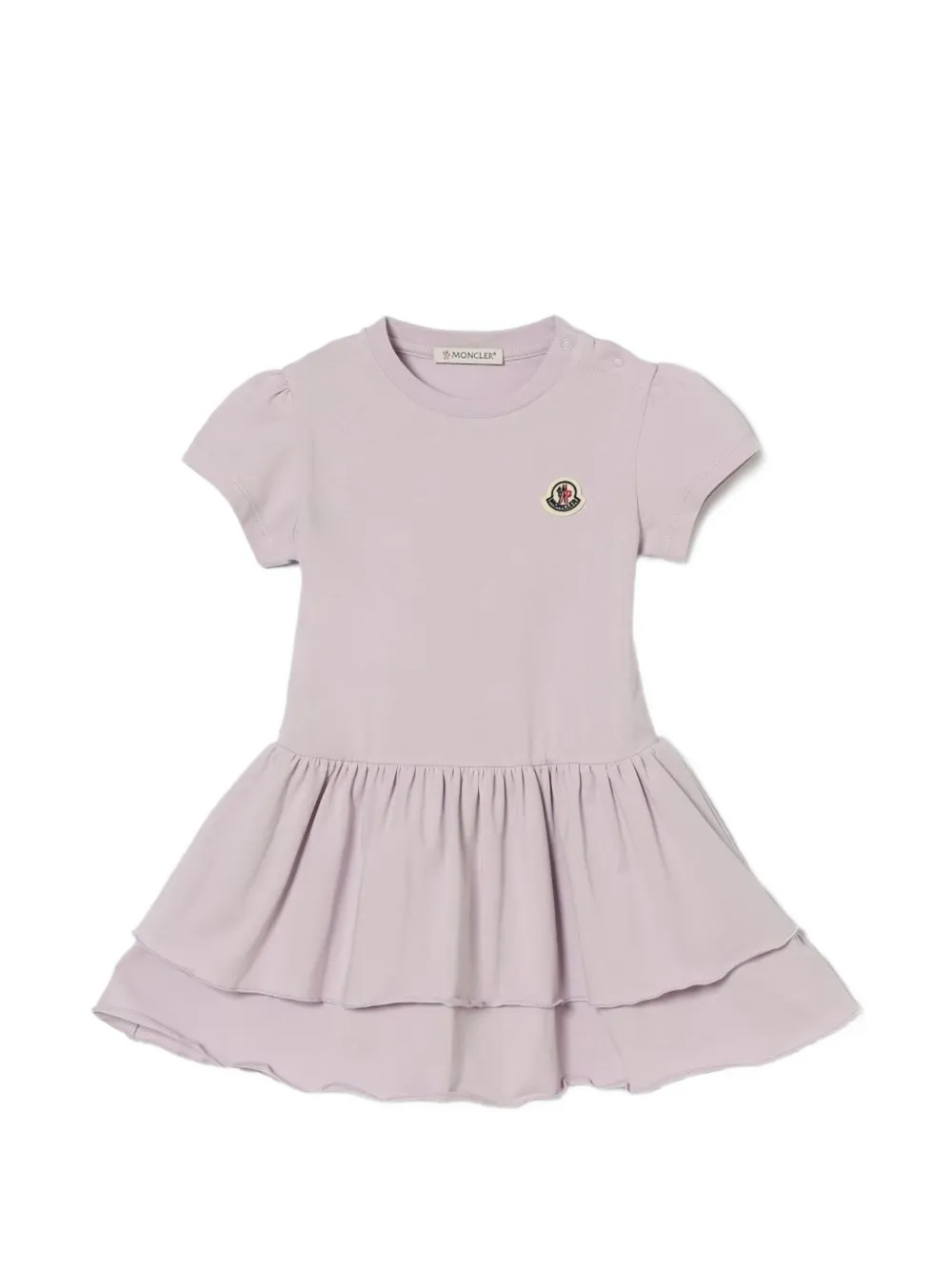 Moncler Enfant logo-patch ruffled dress Paars