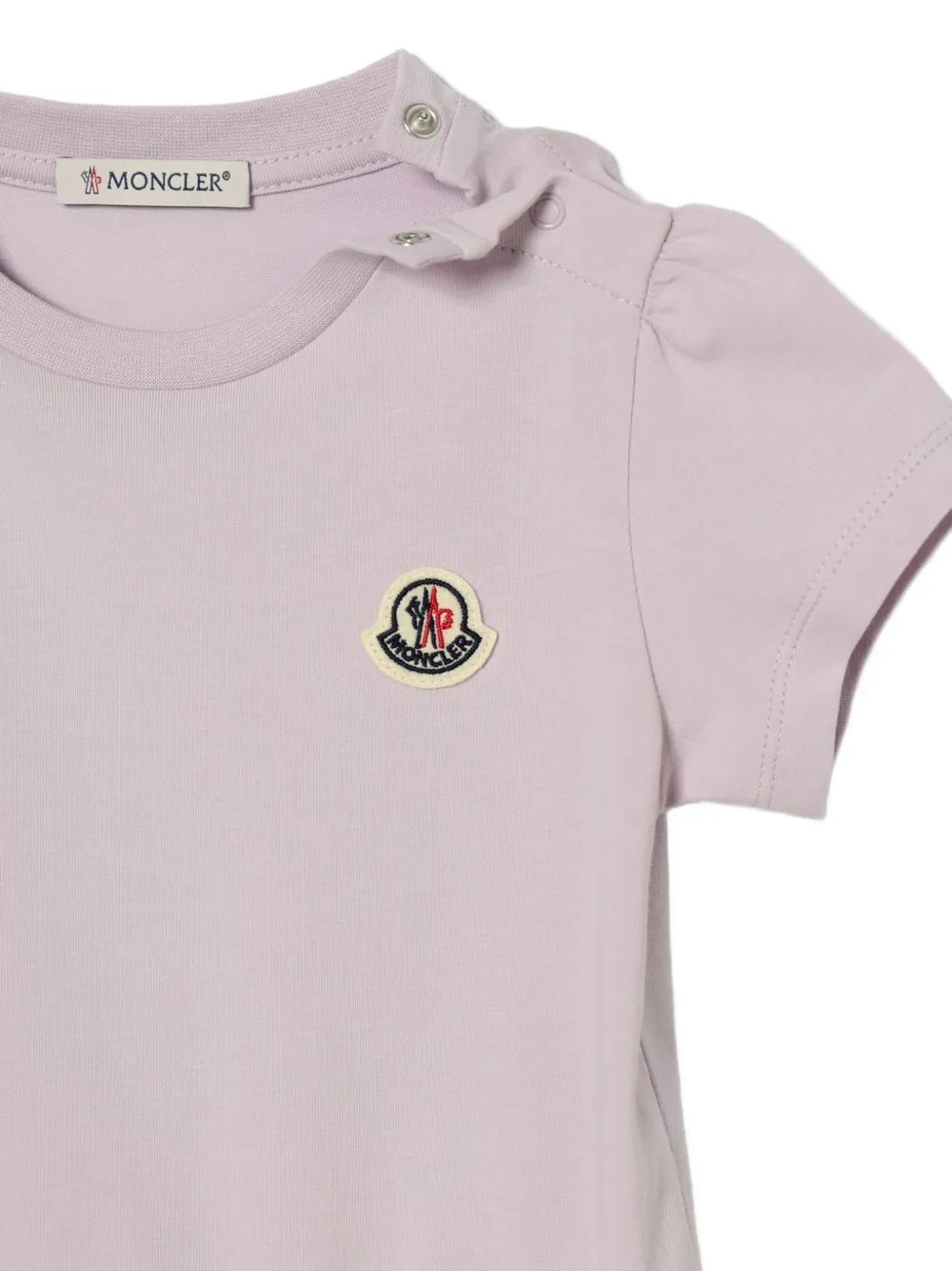 Moncler Enfant logo-patch ruffled dress Paars