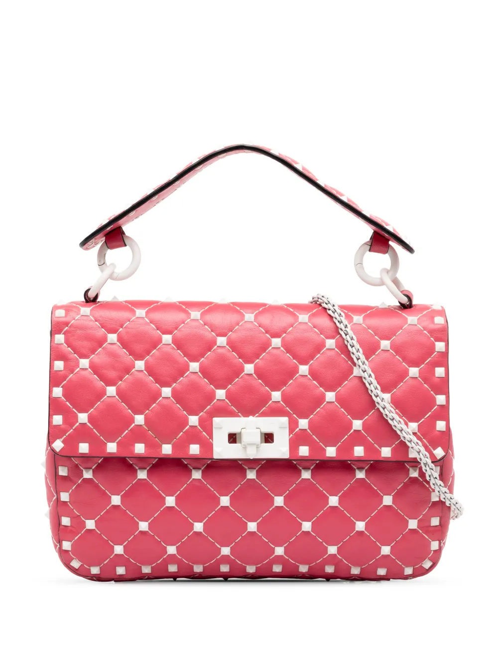 Valentino Garavani Pre-Owned 2000-2017 Medium Lambskin Free Rockstud Spike satchel - Rosa