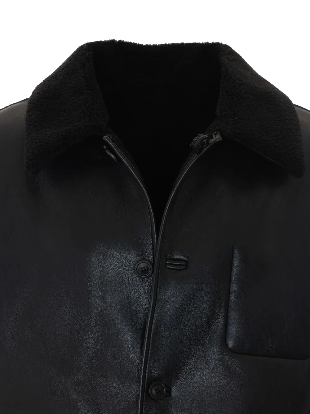 COOR button-up faux-leather jacket Zwart