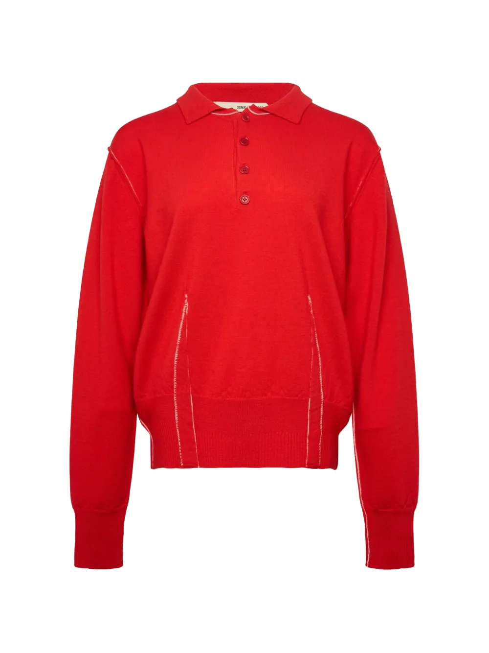 SONIA CARRASCO contrast-stitch polo top - Rosso