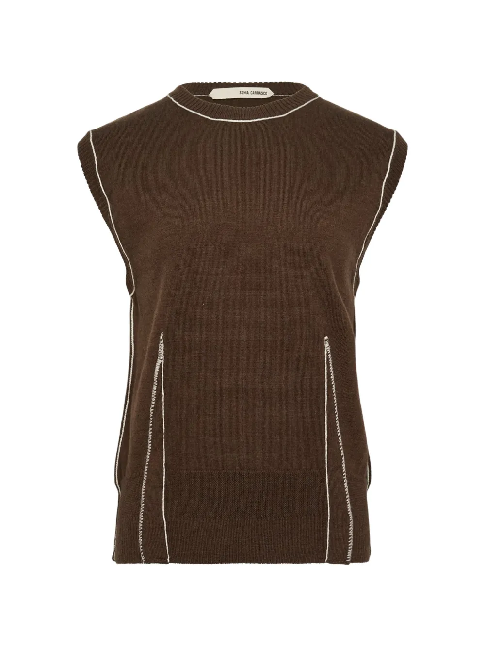 SONIA CARRASCO contrast-stitch knit vest - Marrone