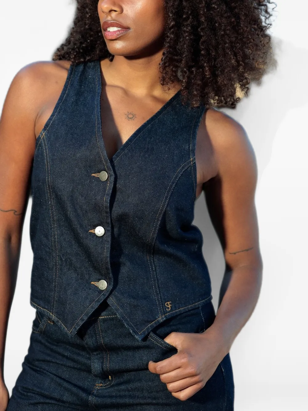 Soeur et Frères Le Gilet denim vest Blauw