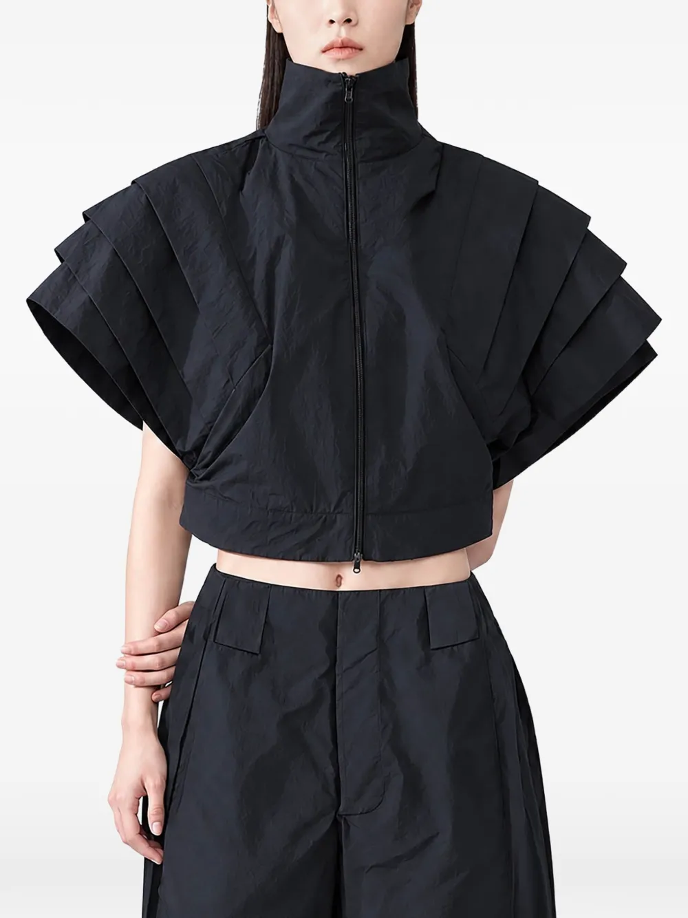 STARSICA MODULAR extended-shoulder panelled vest Zwart