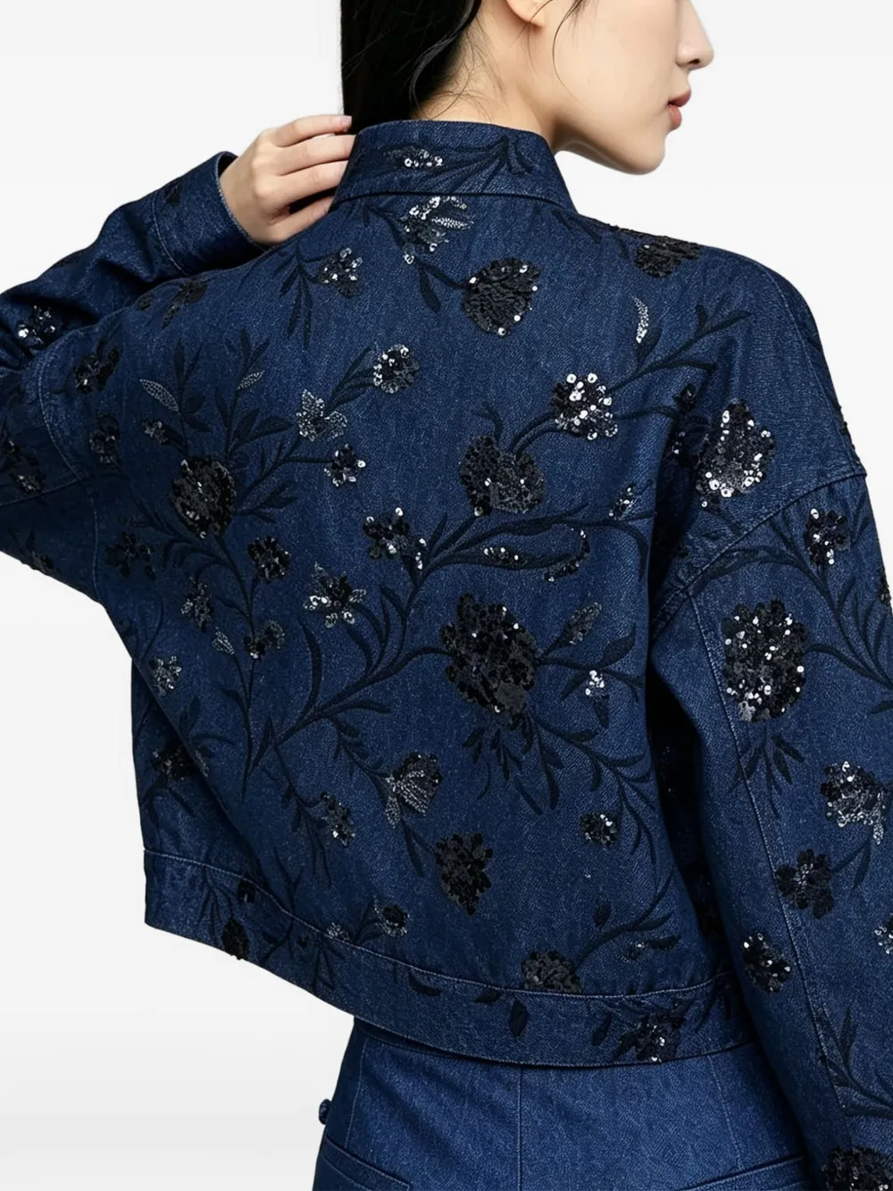 Qipology Tang cropped jack met pailletten Blauw