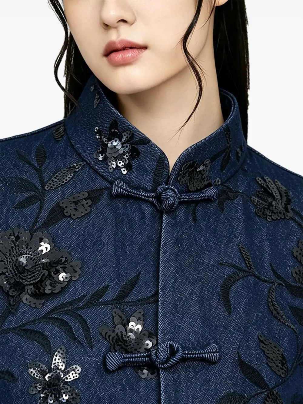 Qipology Tang cropped jack met pailletten Blauw