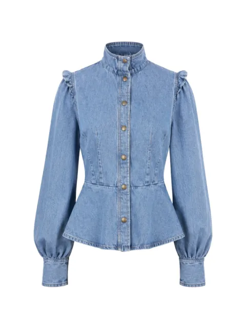 Soeur et Frères Pearl peplum denim top