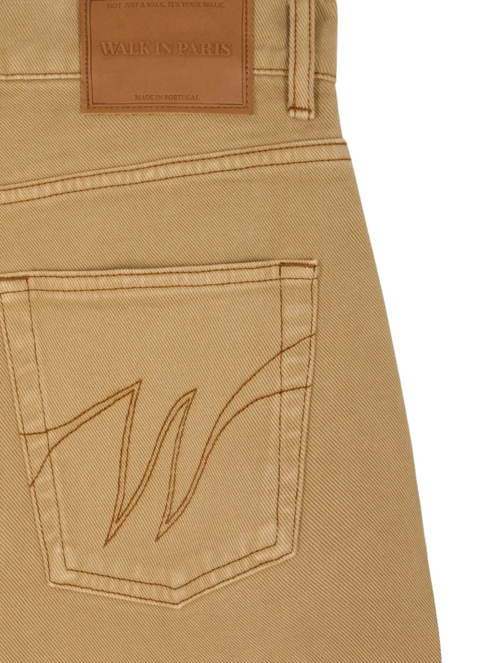 WALK IN PARIS logo-embroidered wide-leg jeans Beige