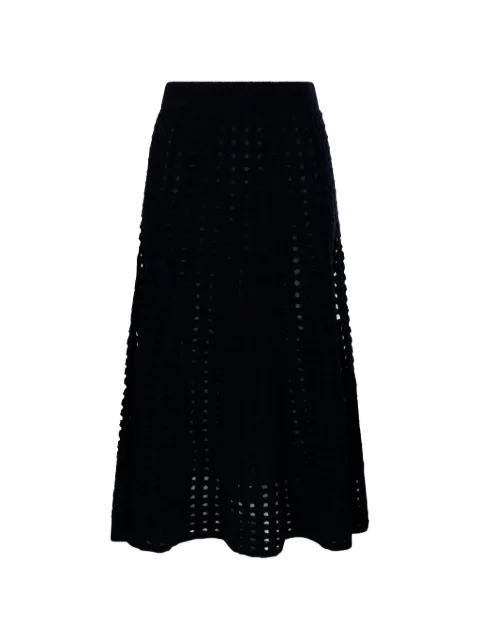 Nude perforated knit midi skirt