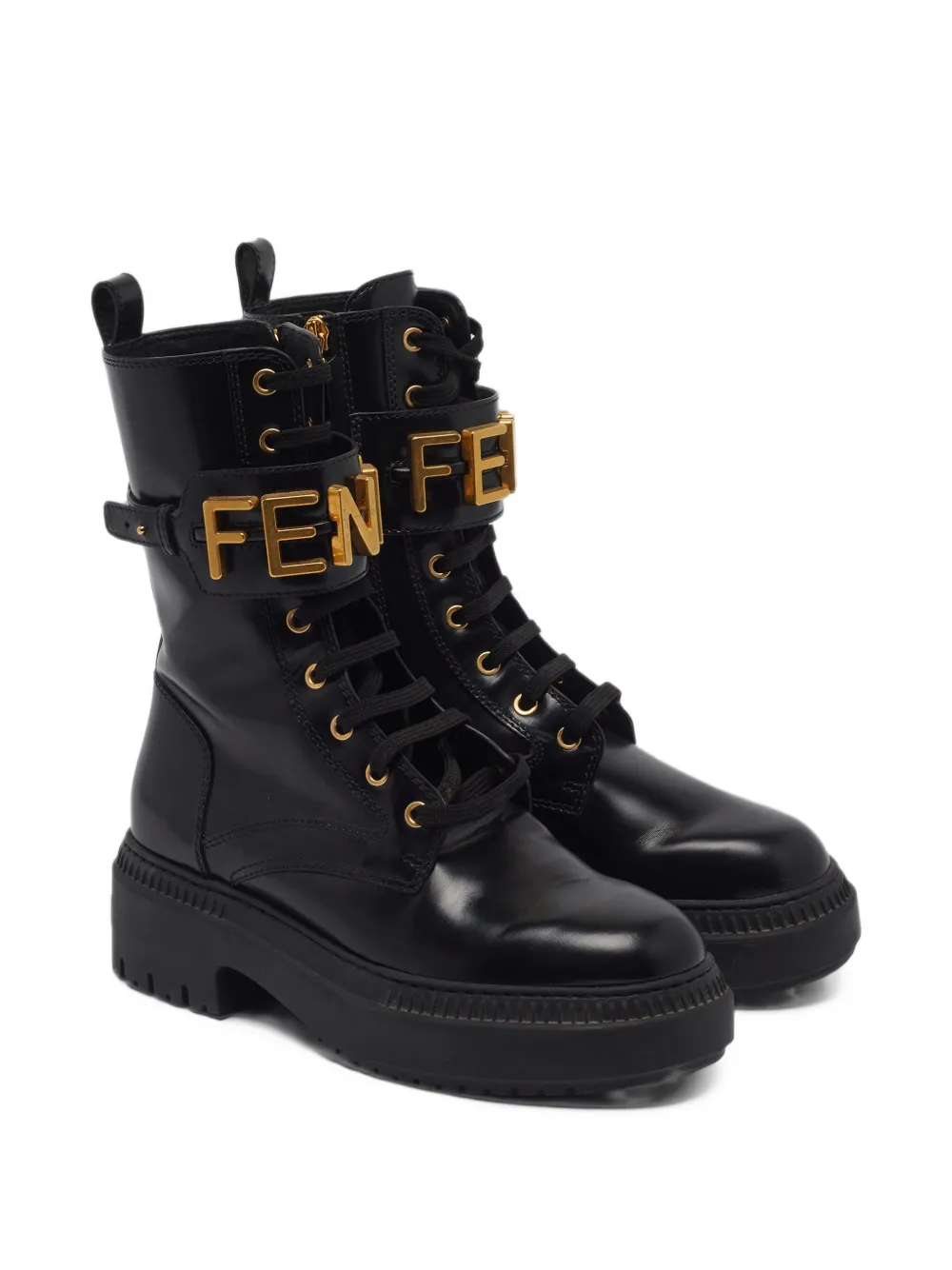 Fendi Pre-Owned Fendigraphy leather combat boots - Schwarz