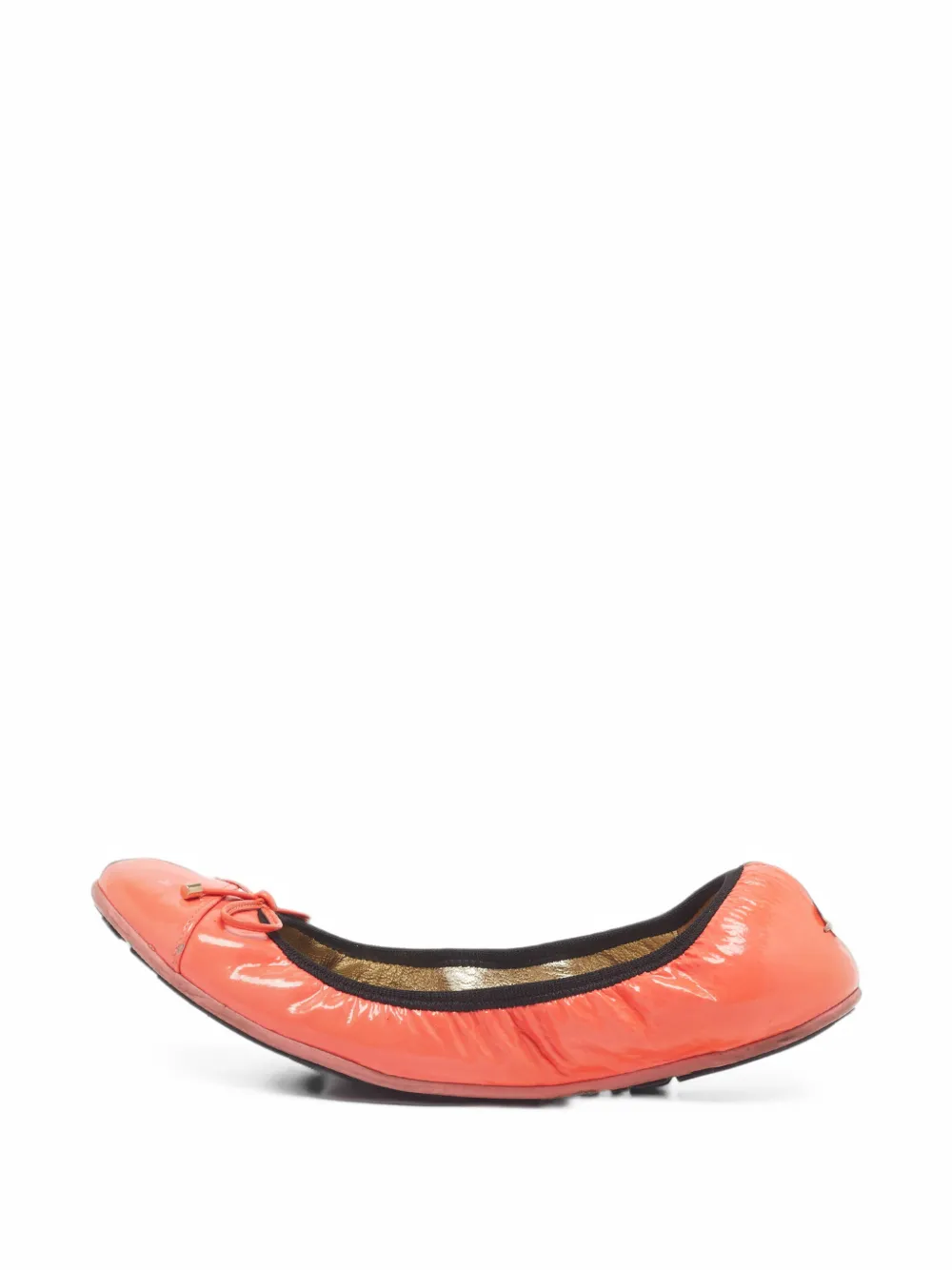 Jimmy Choo Pre-Owned bow-detail patent leather ballet flats - Orange