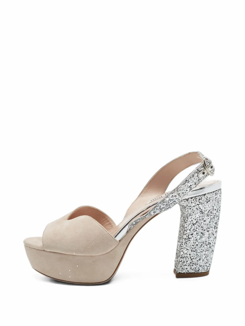 Miu Miu Pre-Owned glitter-detail platform sandals - Toni neutri