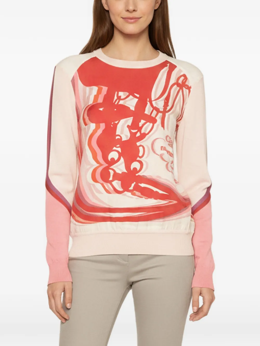 Hermès Pre-Owned Brides de Gala silk panel sweater - Pink