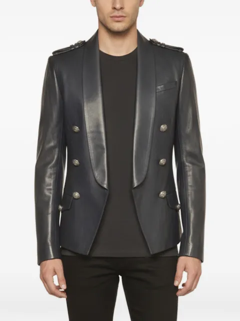 Balmain Pre-Owned double-breasted leather jacket