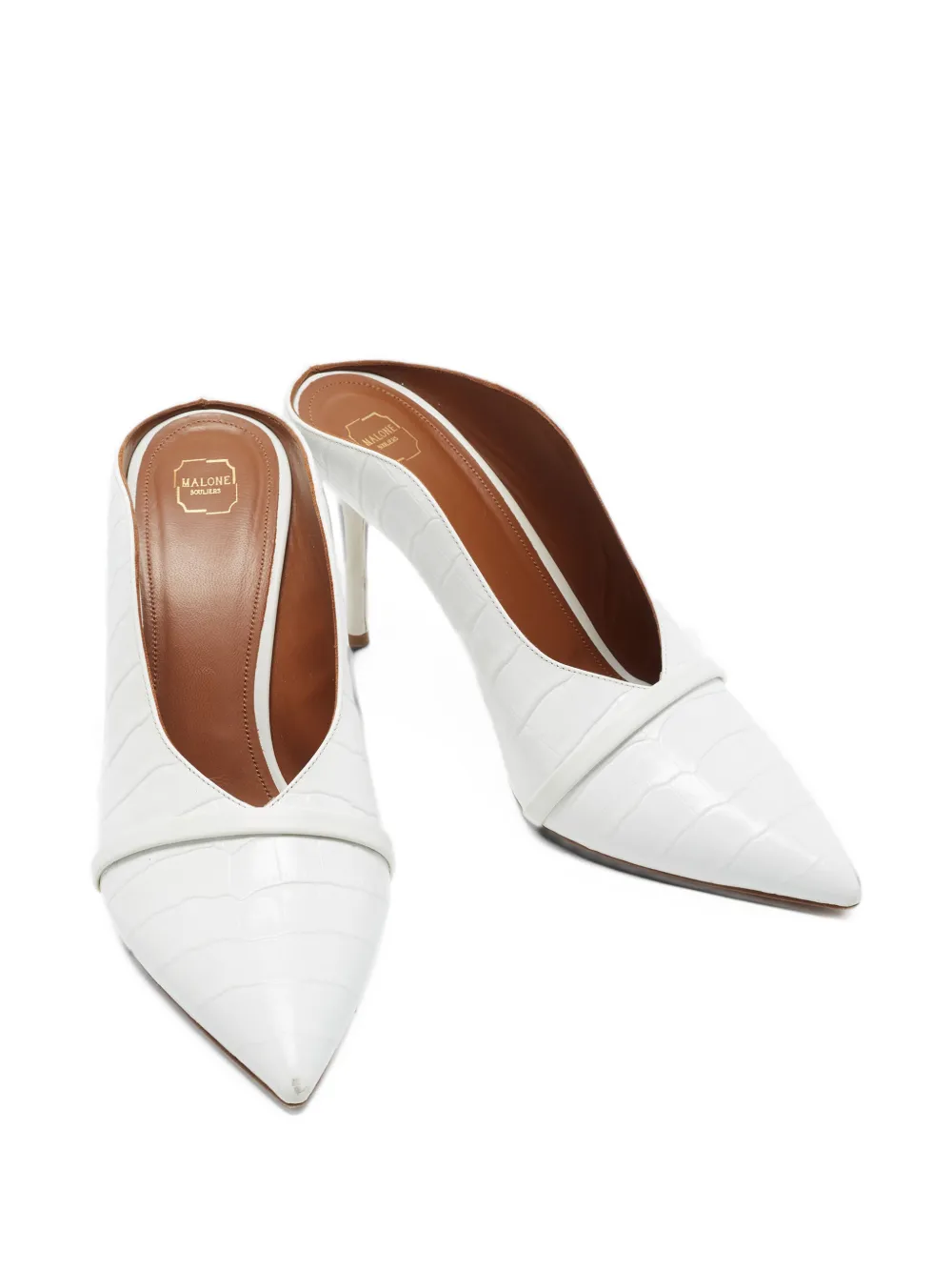 Malone Souliers Constance croc-embossed leather mules - Weiß