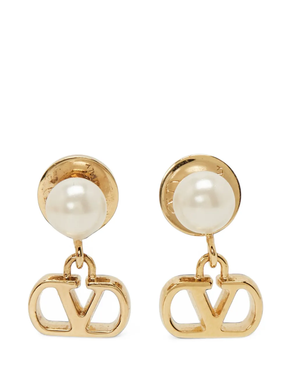 Valentino Garavani Pre-Owned VLogo faux pearl earrings - Oro