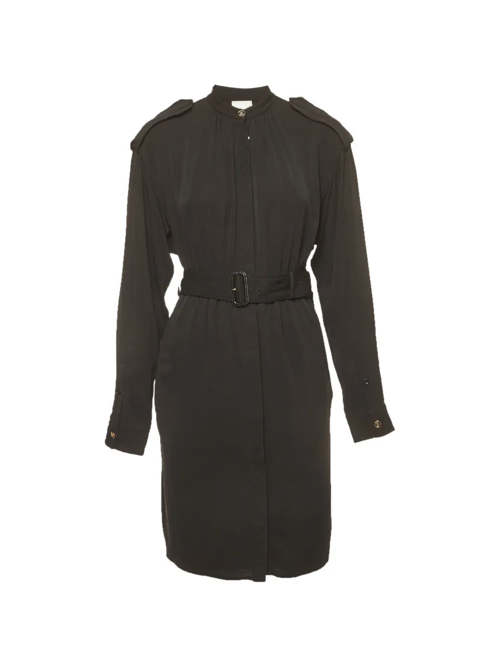 Burberry Pre-Owned belted crepe shirt mini dress - Black