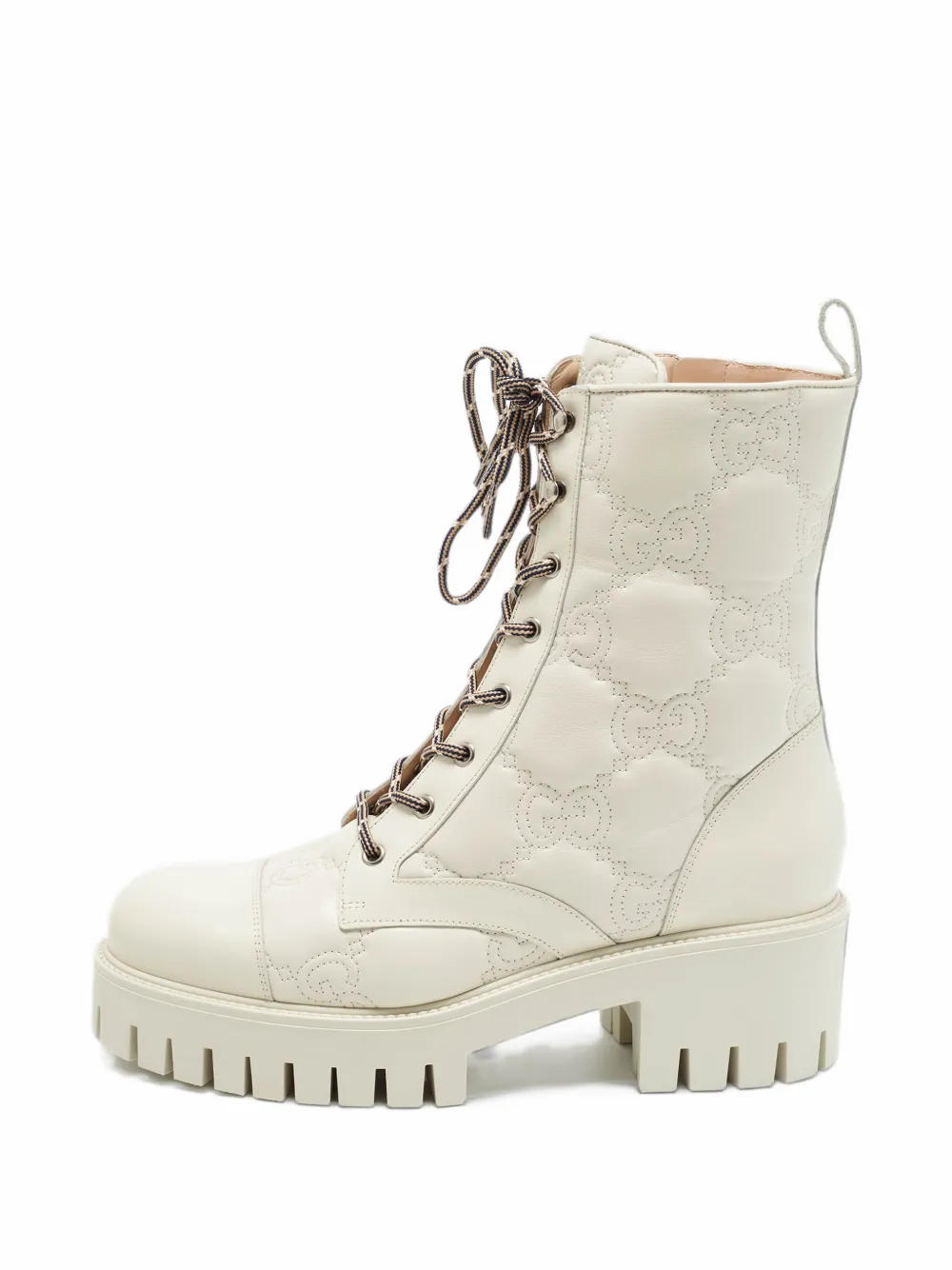 Gucci Pre-Owned GG matelassé leather combat boots - Weiß