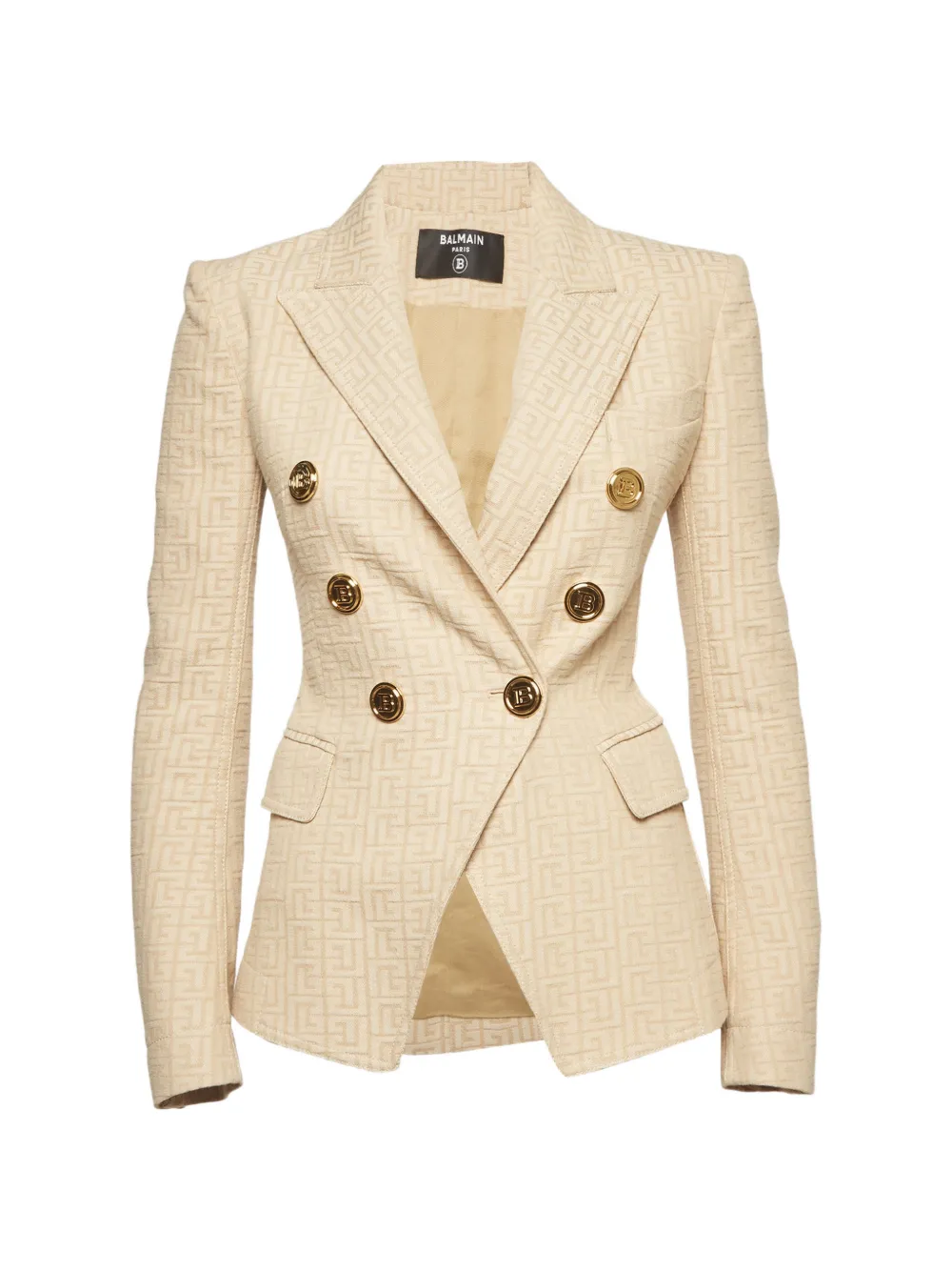 Balmain Pre-Owned Monogram jacquard double-breasted blazer - Nude