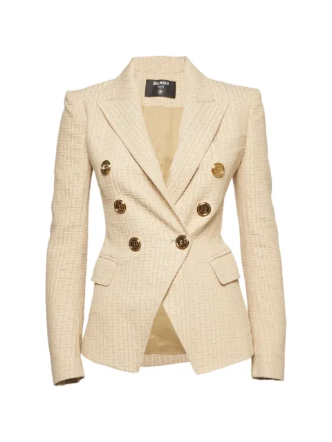 Balmain Pre-Owned blazer de jacquard con doble botonadura y monograma