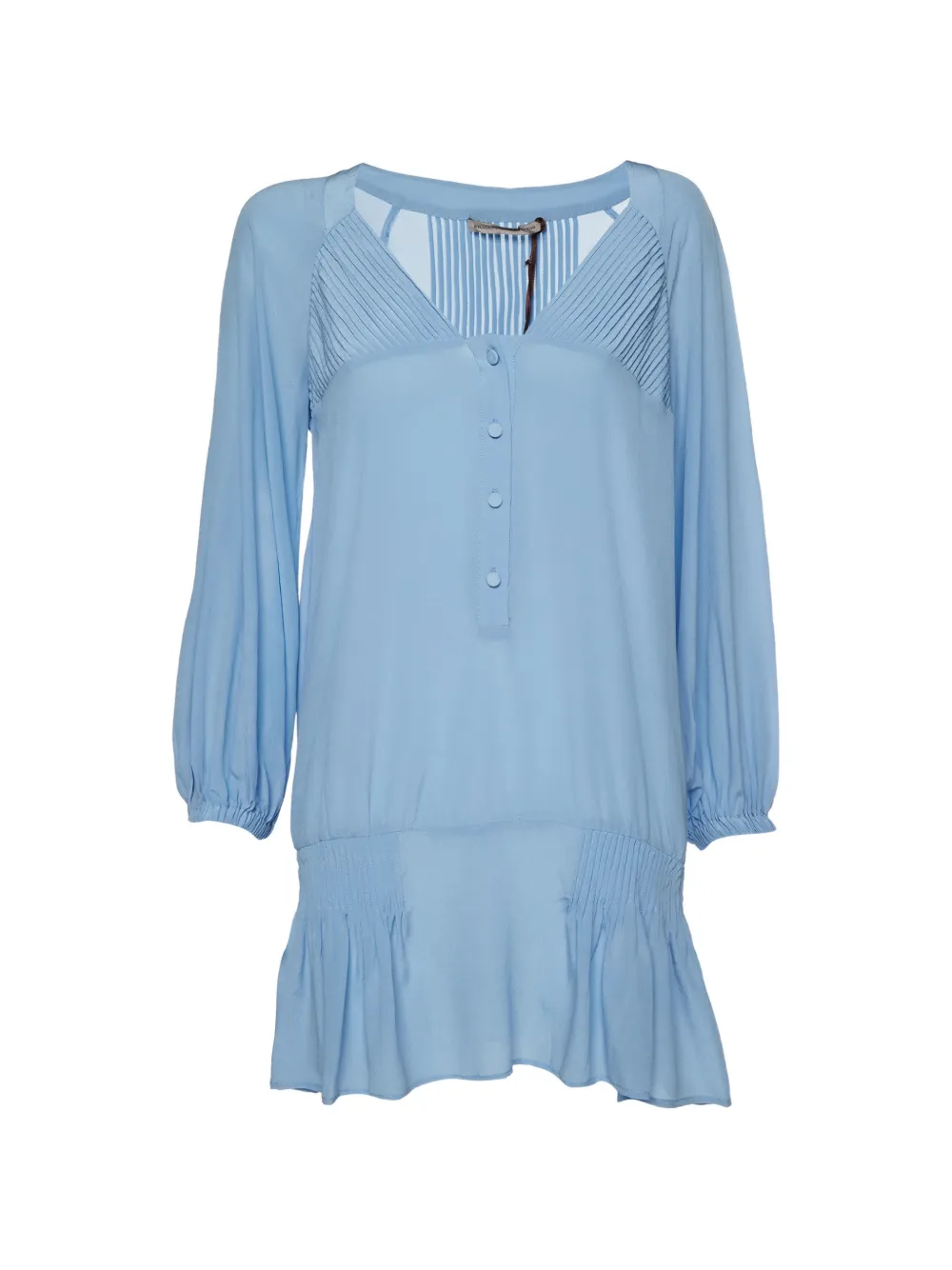 Ermanno Scervino Vintage pintuck detail long-sleeve mini dress - Blue