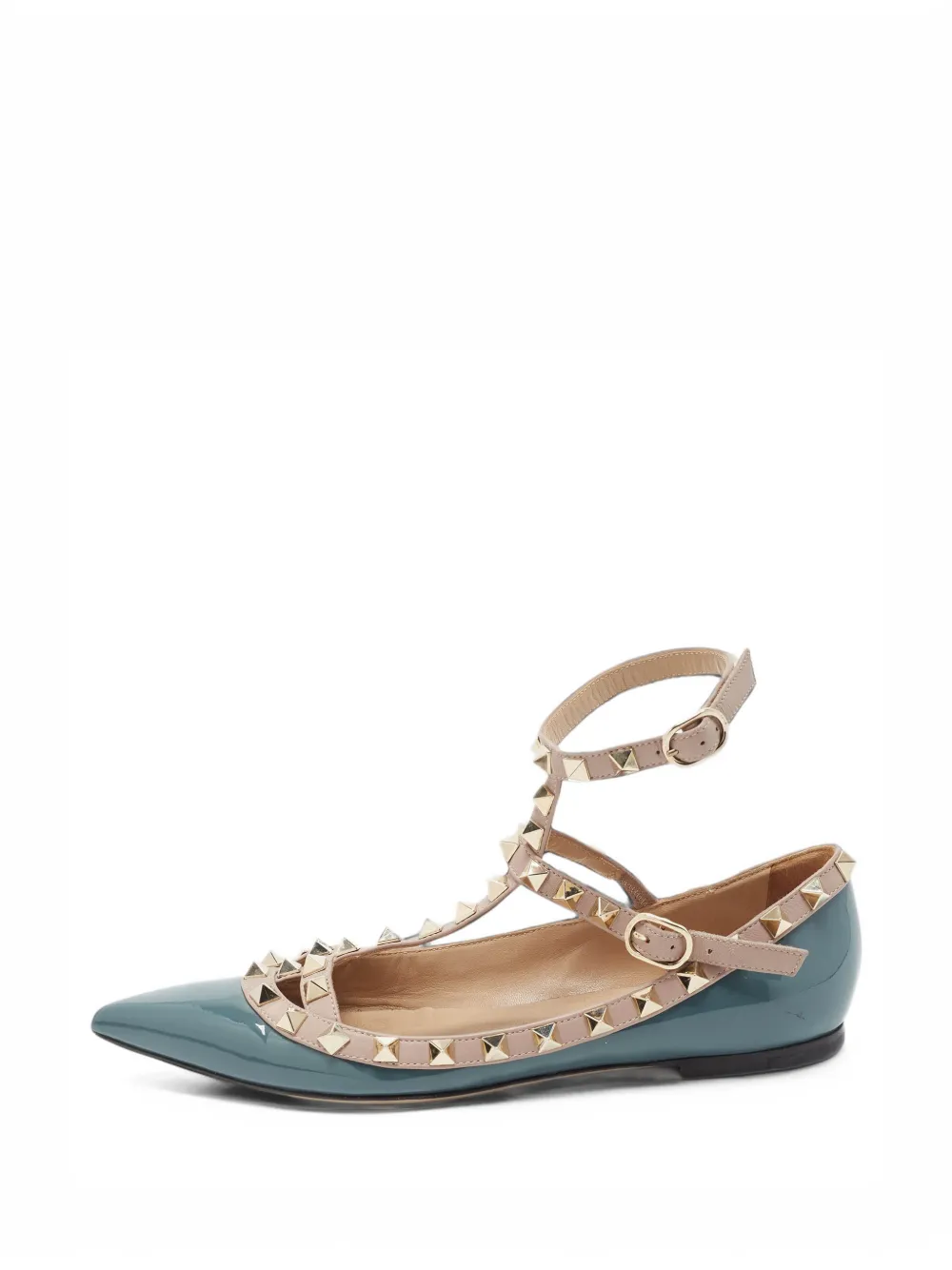 Valentino Garavani Pre-Owned Rockstud patent-leather ballet flats - Blau