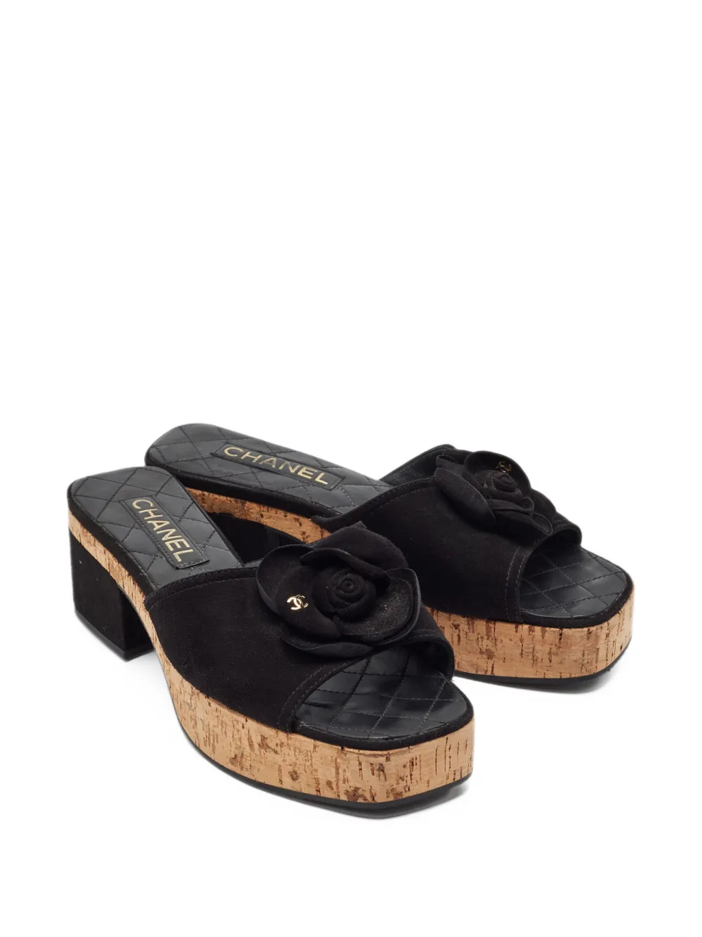 CHANEL Pre-Owned CC Camellia platform sandals - Schwarz
