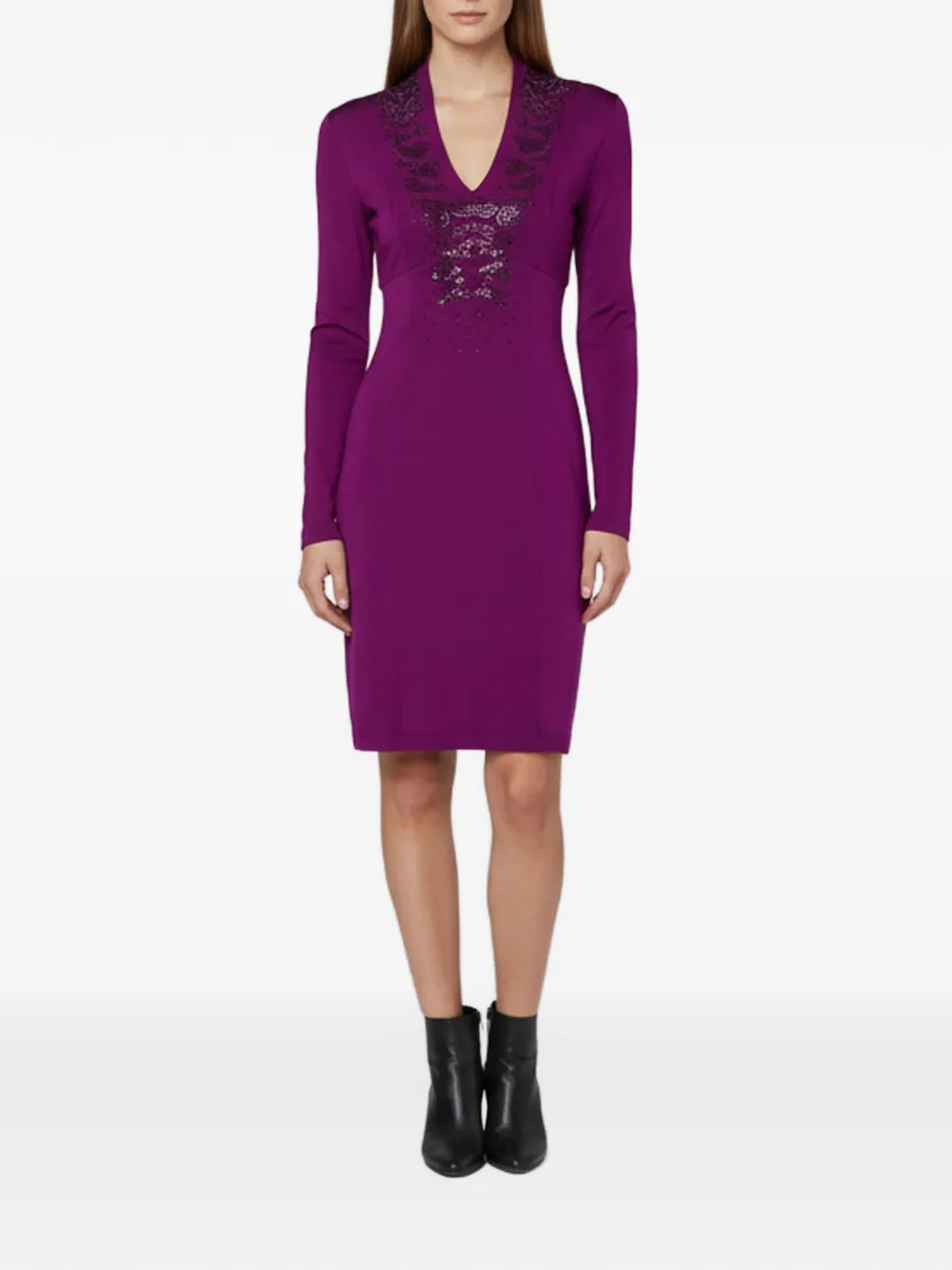 Just Cavalli Vintage embellished V-neck midi dress - Purple