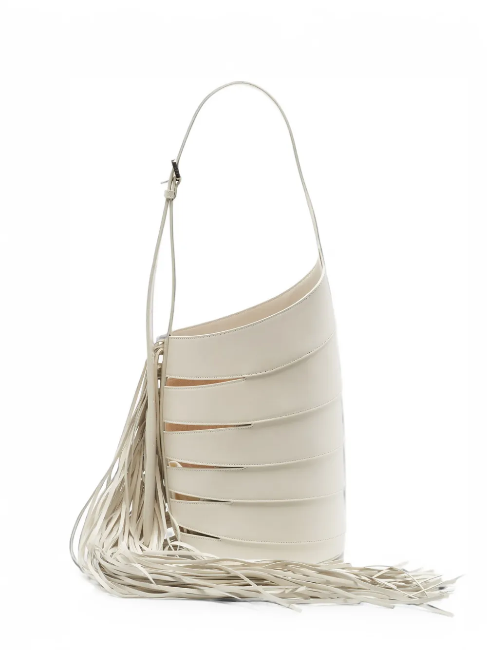 Alaïa Pre-Owned medium Babel fringe shoulder bag - Bianco