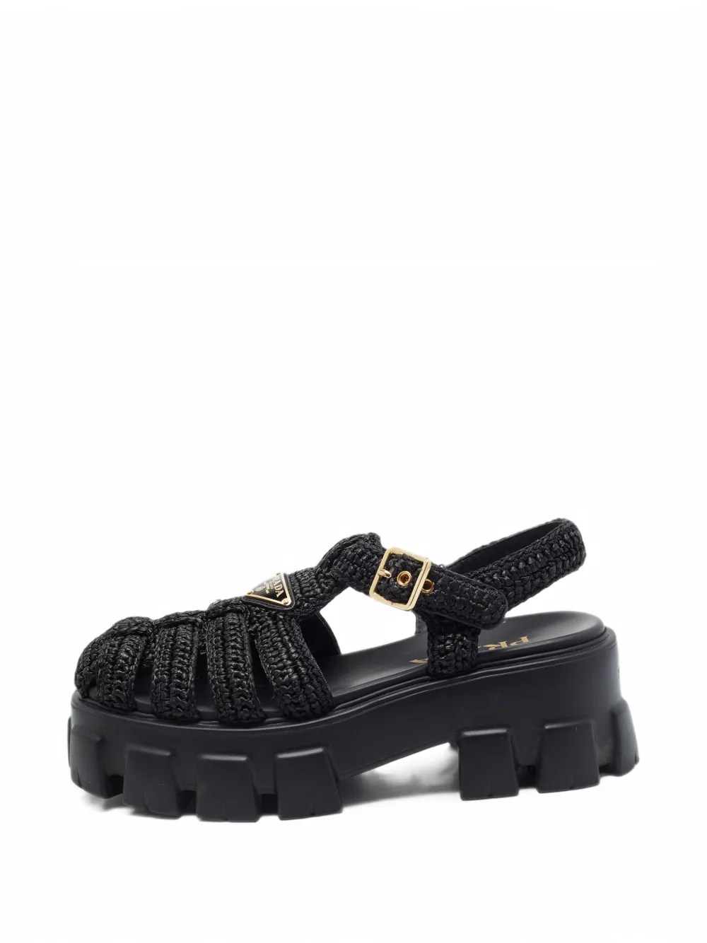 Prada Pre-Owned Monolith caged raffia sandals - Nero