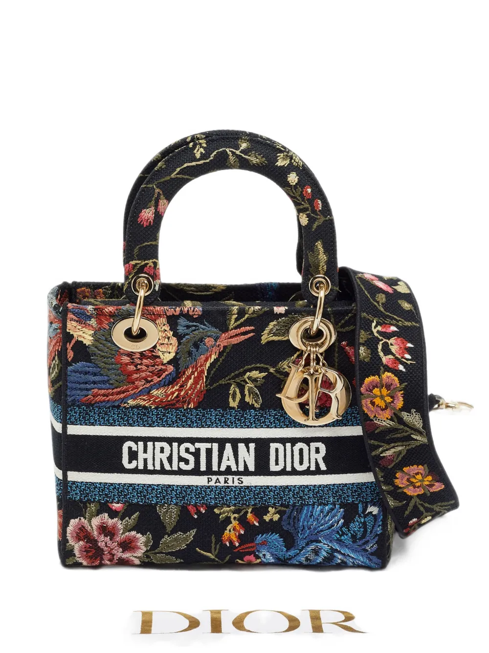 Christian Dior Pre-Owned medium 2022 Lady D-Lite floral-embroidered tote bag - Blue