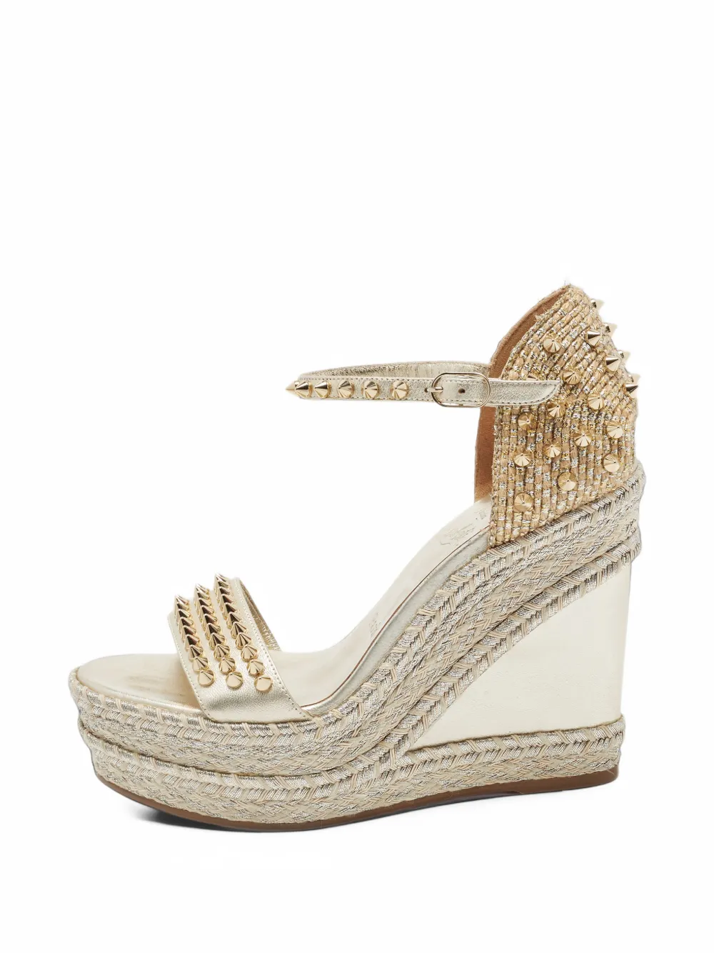Christian Louboutin Pre-Owned Madmonica studded wedge sandals - Nude