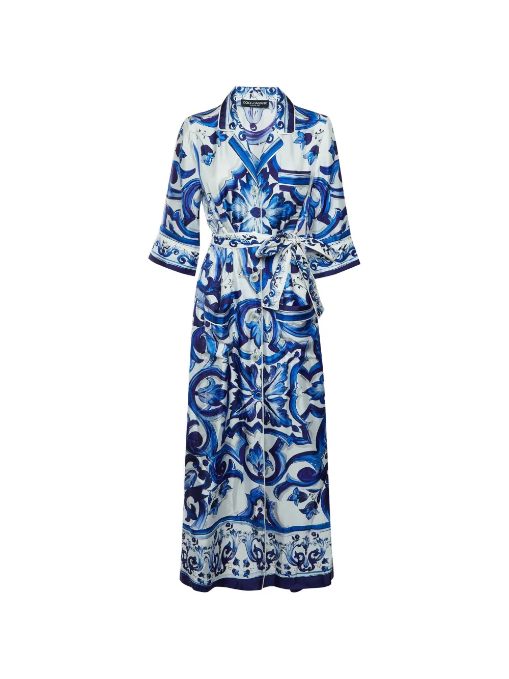 Dolce & Gabbana Pre-Owned Abito midi con stampa Maiolica - Bianco