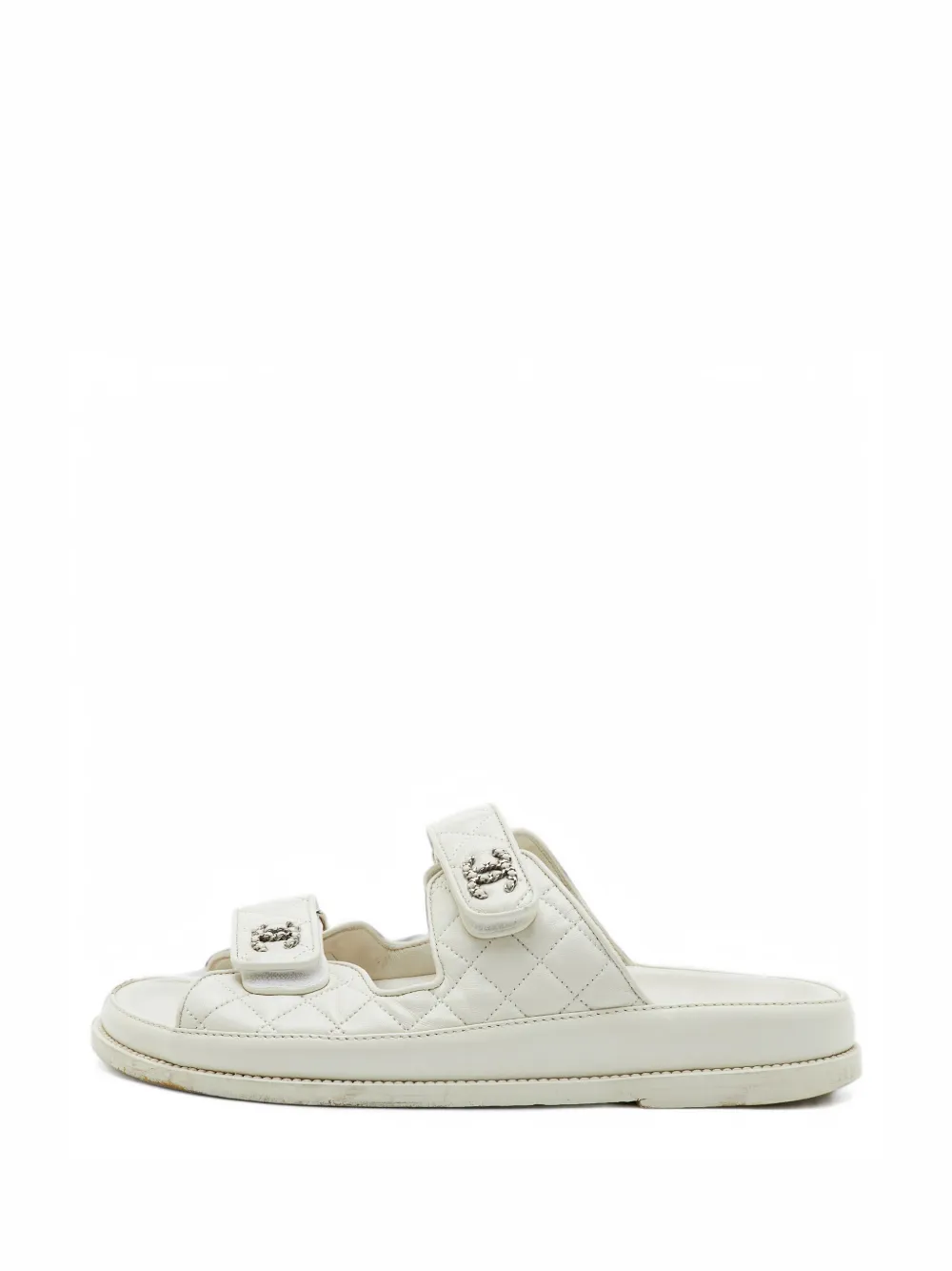 CHANEL Pre-Owned CC quilted leather sandals - Weiß