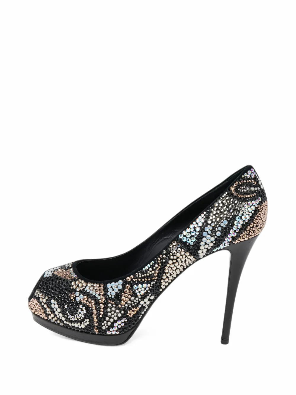 Giuseppe Zanotti Vintage crystal-embellished peep-toe pumps - Schwarz
