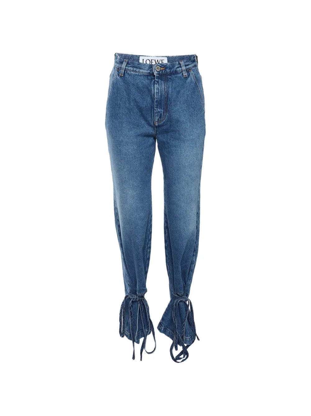Loewe Pre-Owned tie-cuff tapered jeans - Bleu Loewe Pre-Owned tie-cuff tapered jeans - Bleu