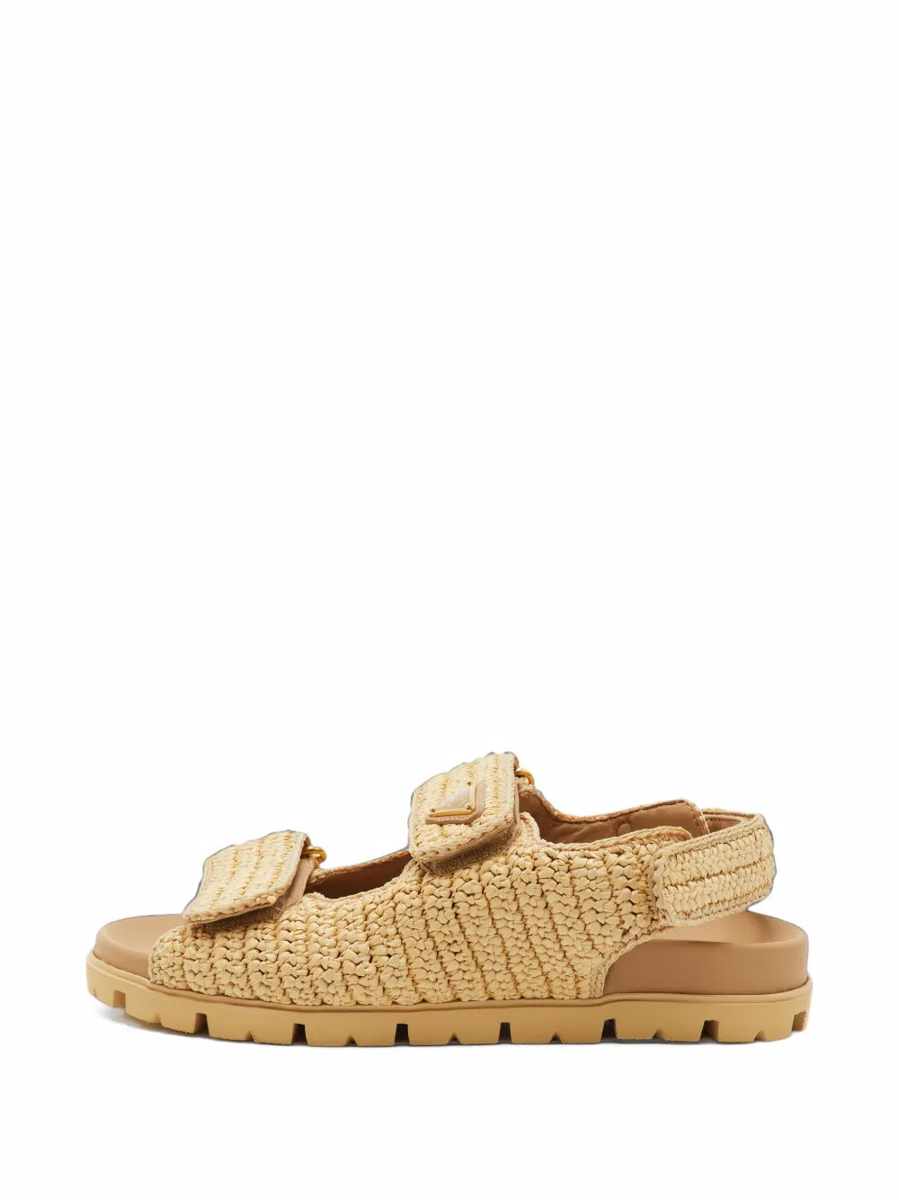 Prada Pre-Owned Triangle logo crochet sandals - Toni neutri