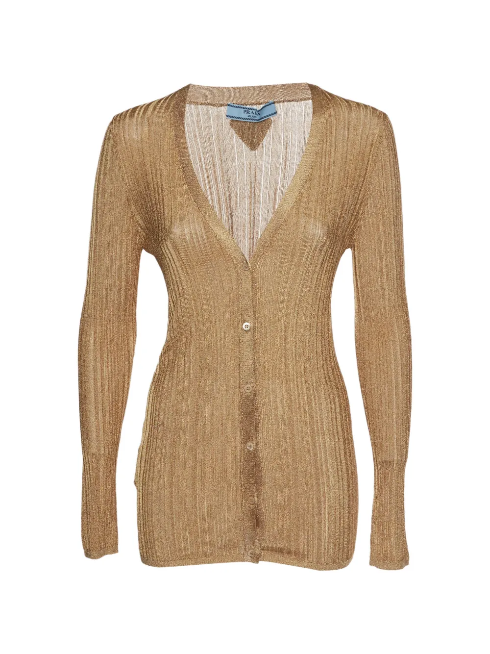 Prada Pre-Owned 2022 rib-knit button-front cardigan - Oro