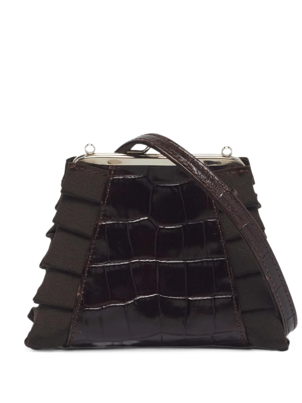 Gianfranco Ferré crocodile-embossed pleated clutch bag - Marrone