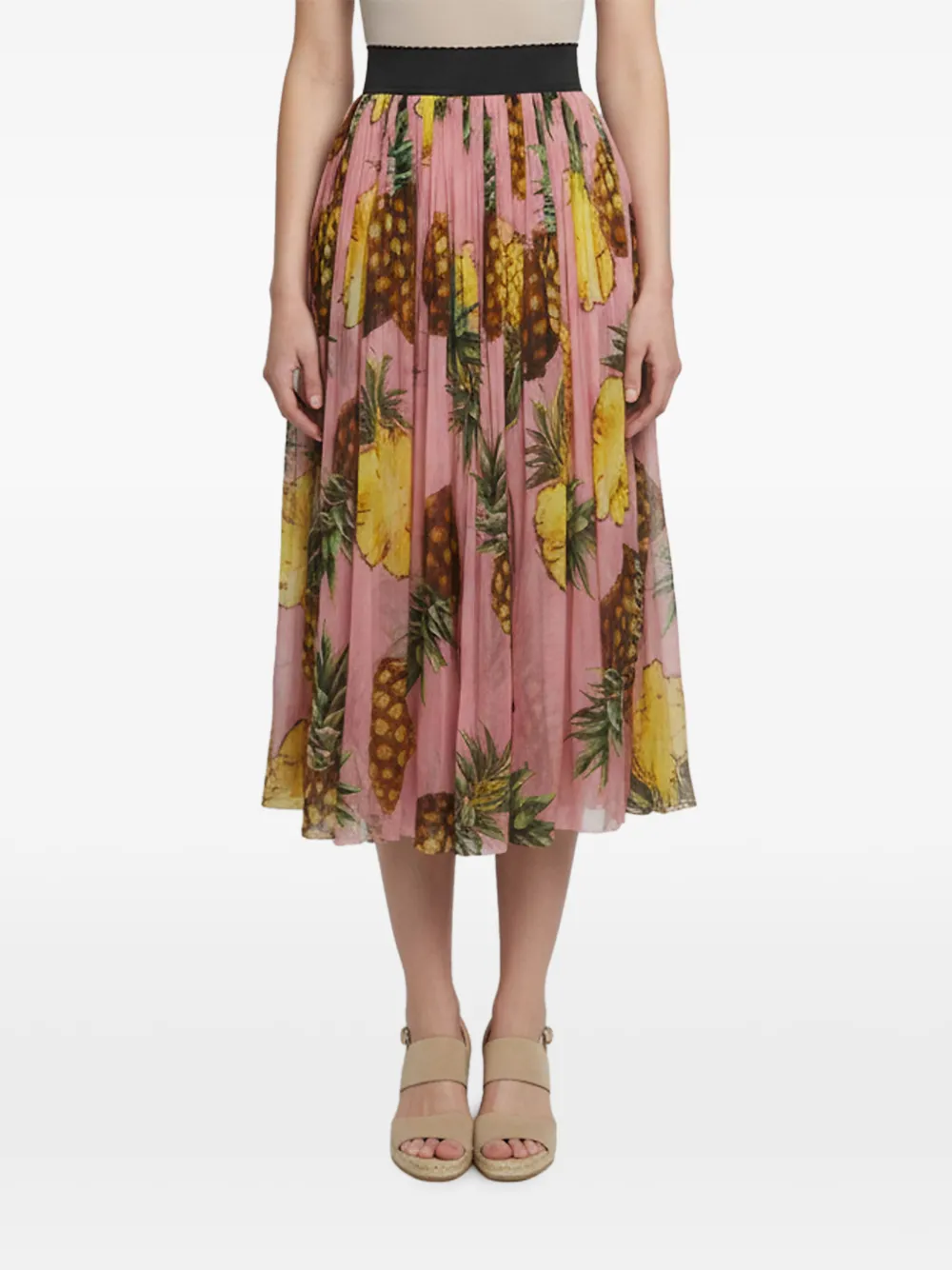 Dolce & Gabbana Pre-Owned pineapple-print silk midi skirt - Rosa