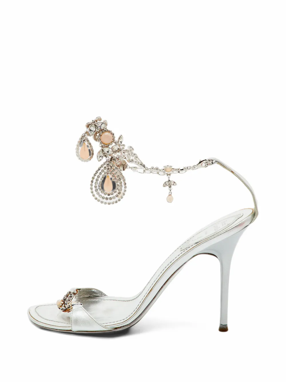 René Caovilla crystal-embellished ankle-strap sandals - Silber